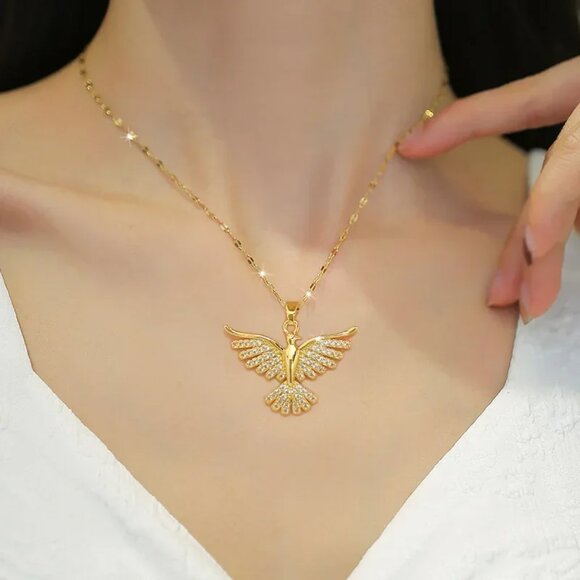 Gold Phoenix Rising Necklace - Picture 4 of 6